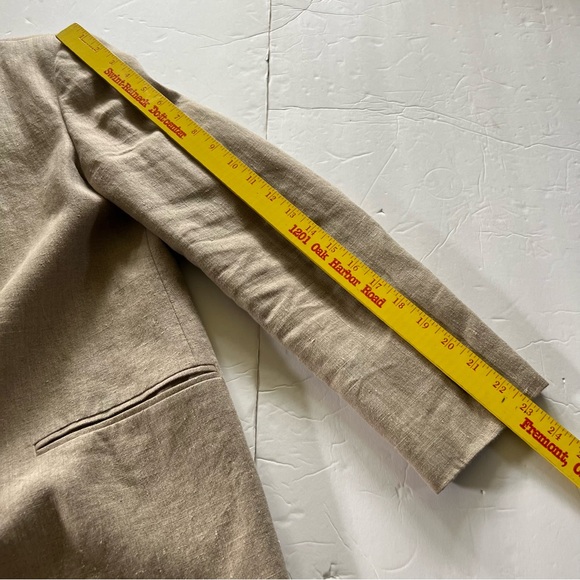 Linen Blazer Women’s Size Medium Tan Pockets - Picture 10 of 14